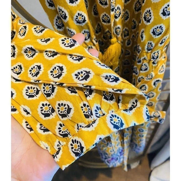 J.crew Point Sur Paisley Romper Mustard Floral Bohemian 100% Cotton Size 2 - Picture 4 of 7